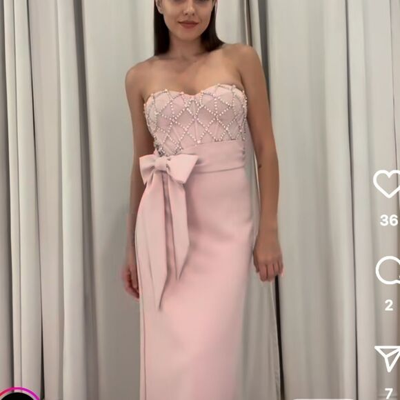 MAC DUGGAL 2294 Strapless Crepe Embellished Bustier Gown With Bow - Picture 2 of 15